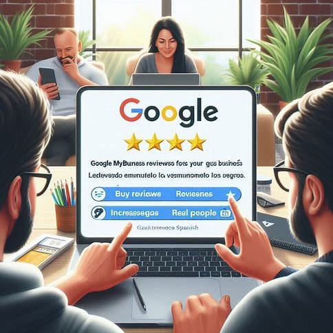 Persona dejando una reseña auténtica de 5 estrellas en Google desde un teléfono móvil.
