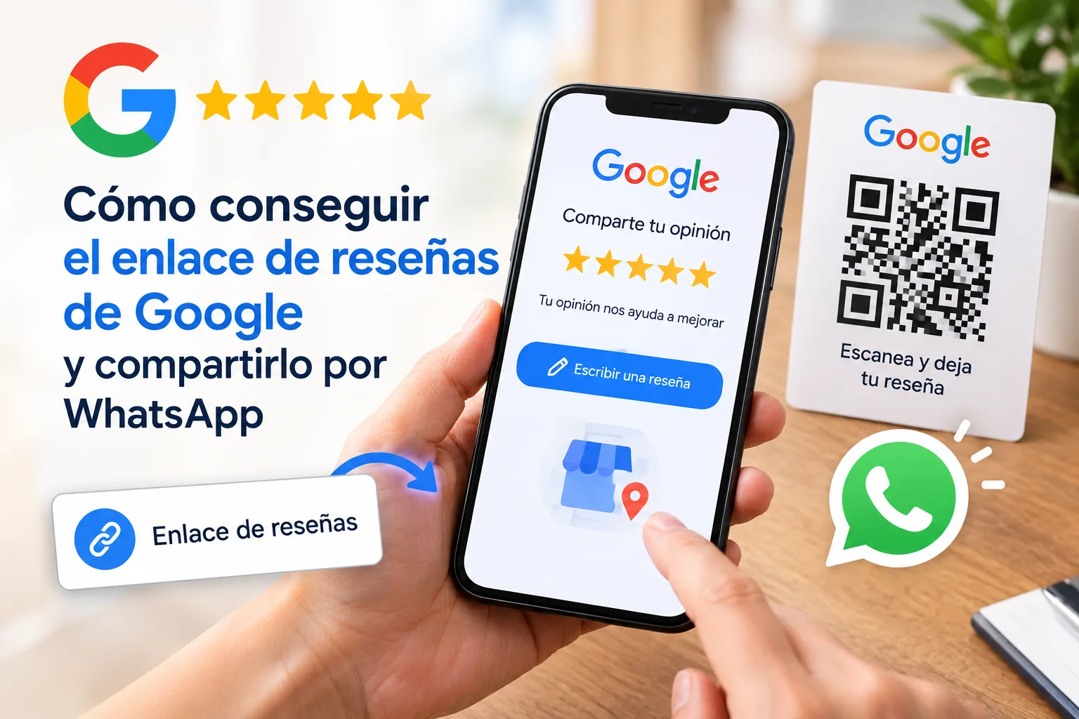 Cómo conseguir el enlace de reseñas de Google y compartirlo por WhatsApp